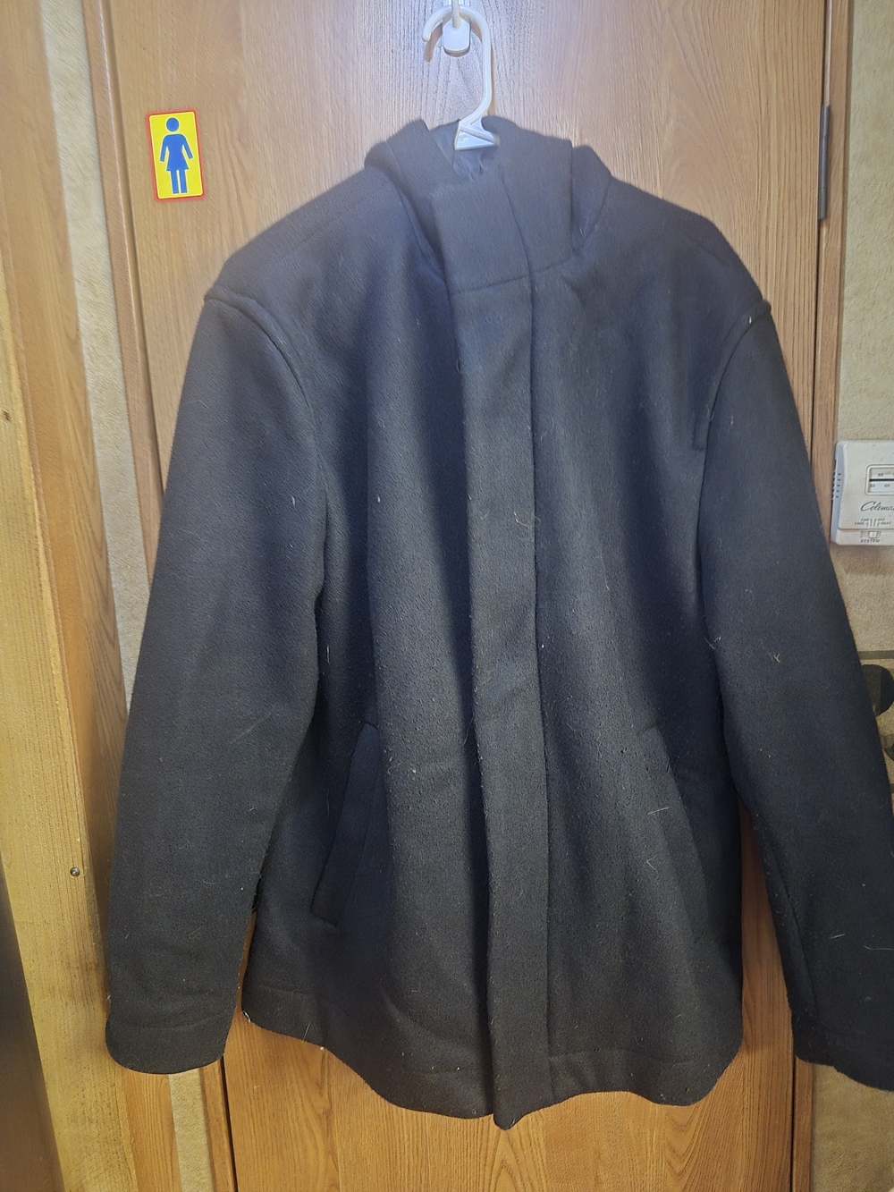 Men's Black Hooded Wool-Blend Coat